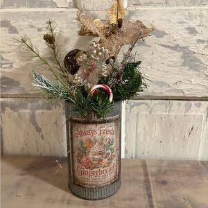 Gingerbread Holiday Arrangement with Greenery